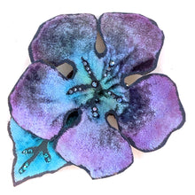 Load image into Gallery viewer, Purple and Aqua Velvet Hair Clip/Pin-Sherit Levin
