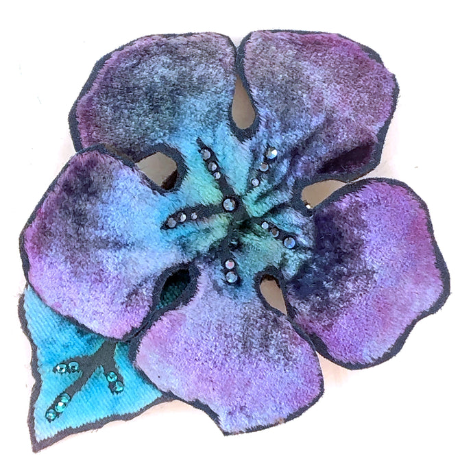 Purple and Aqua Velvet Hair Clip/Pin-Sherit Levin