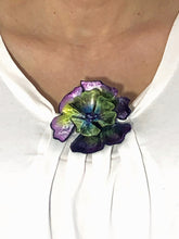 Load image into Gallery viewer, Purple and Green Silk Velvet Flower Pin, Hair Clip-Sherit Levin
