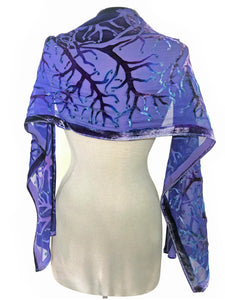 Purple Velvet Scarf of Branches with Rain Drops Pattern-Sherit Levin