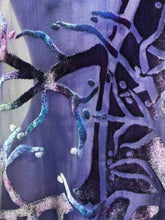 Load image into Gallery viewer, Purple Velvet Scarf of Branches with Rain Drops Pattern-Sherit Levin
