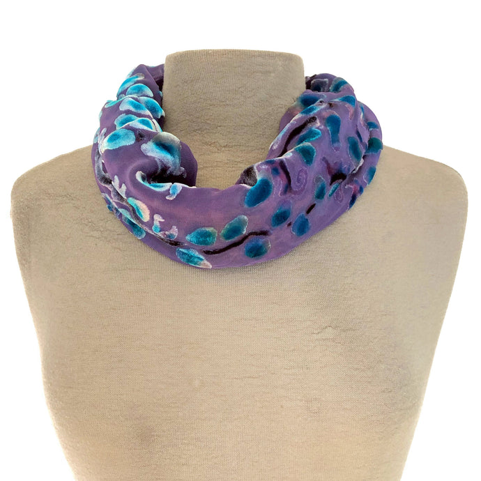 Purple Velvet Willow Branches Circle Scarf-Sherit Levin