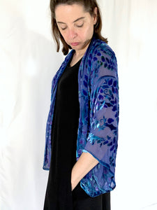 Willows Pattern purple Short Kimono Jacket
