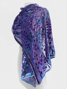 Purple Velvet Scarf/Shawl in Willow Branches