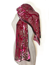 Load image into Gallery viewer, Red Velvet Scarf of Branches with Rain Drops Pattern-Sherit Levin

