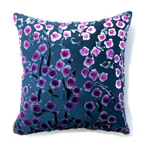 Roses 18" Square Pillow Cover with Dark Blue reverse-Sherit Levin