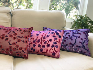 Roses Pillow in Berry Tones.-Sherit Levin