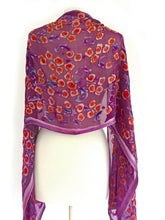 Load image into Gallery viewer, Satin Scarf/Shawl with Fuchsia Roses-Sherit Levin
