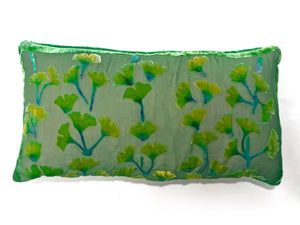 Shades of Green Gingko Pillow-Sherit Levin