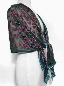 Silk Velvet Scarf/Shawl Hand-Painted with Willows Pattern