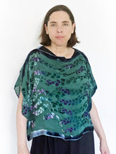 Load image into Gallery viewer, Teal Velvet Poncho Top with Willows Pattern.-Sherit Levin
