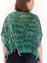 Load image into Gallery viewer, Teal Velvet Poncho Top with Willows Pattern.-Sherit Levin
