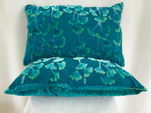 Load image into Gallery viewer, Turquoise Gingko Pillow 12&quot;x20&quot;
