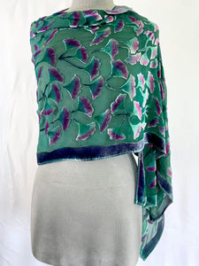 Flowering Branches Scarf/Wrap in Teal