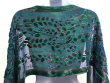 Load image into Gallery viewer, Velvet Scarf with Willows Pattern in Teal
