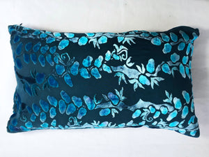 Turquoise 12"x20" Pillow with Willow Branches Pattern with insert (as all)