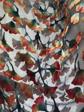 Load image into Gallery viewer, Velvet Kimono Gingko Leaves in Black and Orange Earth Tones-Sherit Levin
