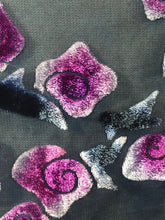 Load image into Gallery viewer, Velvet Poncho Top in Navy with Purple Roses-Sherit Levin
