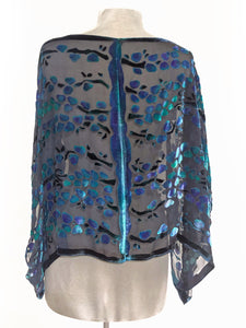 Velvet Poncho Top in Willows Pattern-Sherit Levin