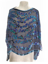 Load image into Gallery viewer, Velvet Poncho Top in Willows Pattern-Sherit Levin
