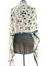 Load image into Gallery viewer, Velvet Scarf/Shawl with Gingko Leaves in Ivory-Sherit Levin
