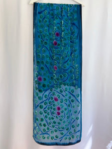 Turquoise Velvet Lily Pads Scarf/Shawl